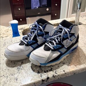 Nike Air Trainer High-Top Sneakers - White and Black with Blue Accents